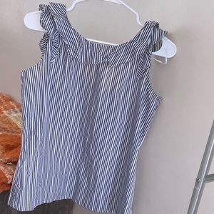 A.N.A WOMEN RUFFLE STRIPED BUSINESS CASUAL SHIRT SZE S